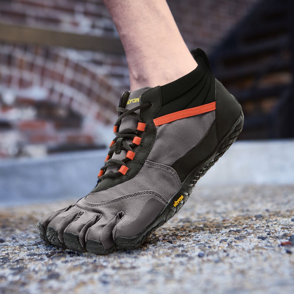 Zapatos Descalzos Hombre Negros/Grises/Rojos - FiveFingers V-Trek Insulated - EYXLAP-361